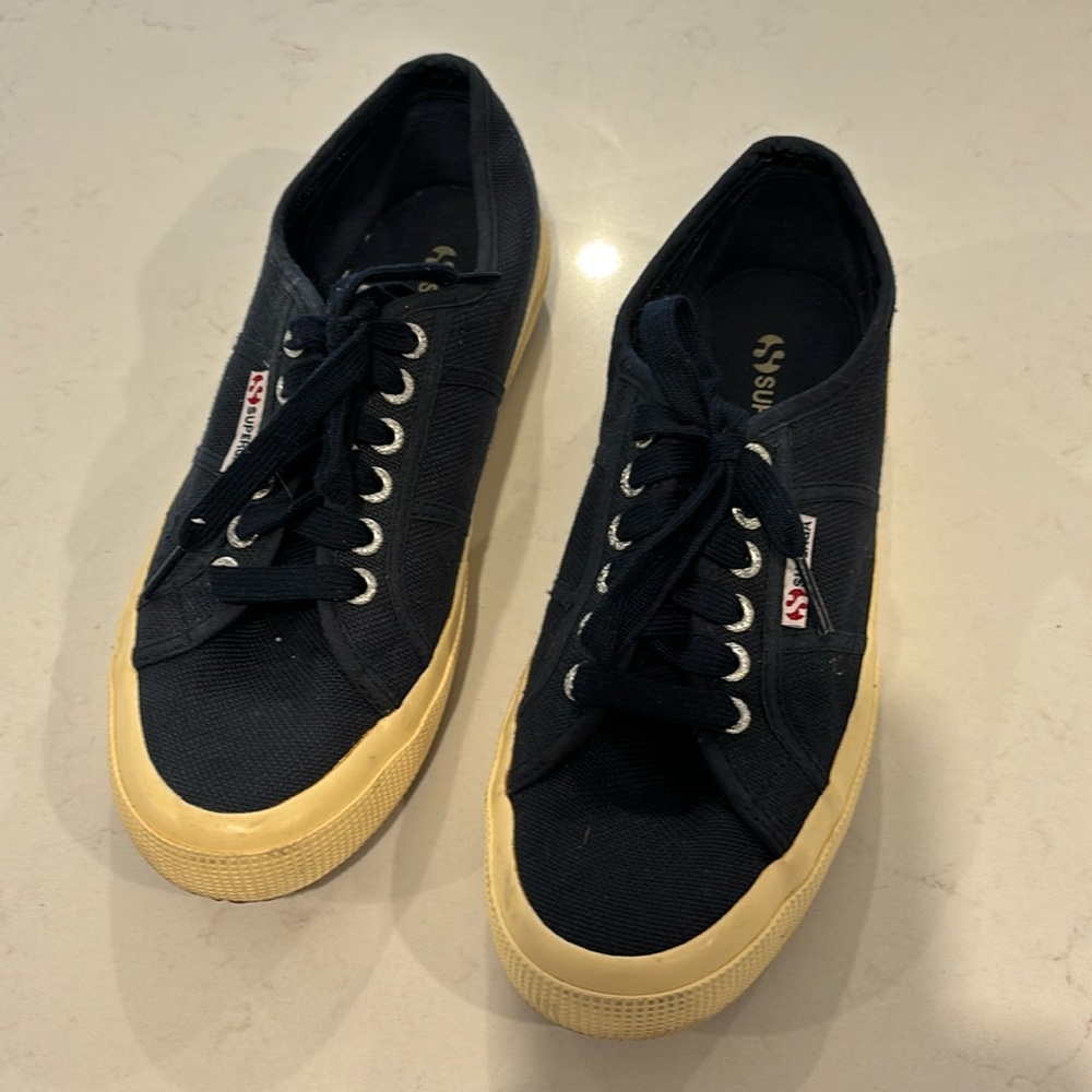 Size 8 SuperGA Blue canvas sneakers.